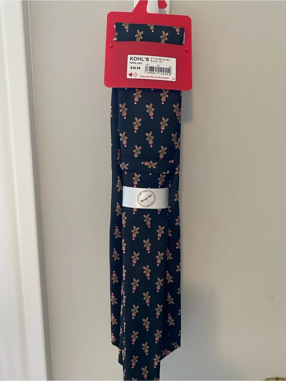 Bespoke Black Tie with Gingerbread Man Motif